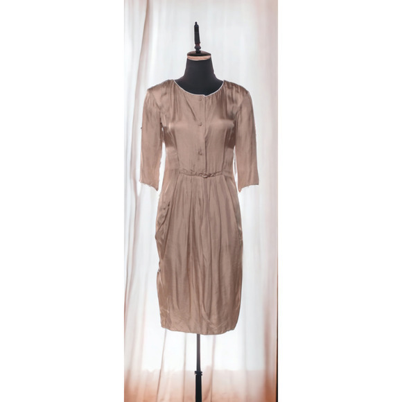 NINA‎ RICCI Dress Made in France Pockets FR 36 US 4 Small Dusty Rose Pale Pink - Picture 5 of 10